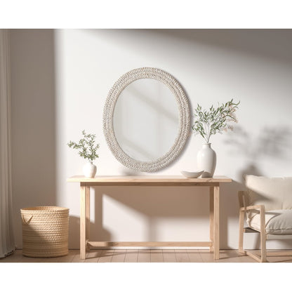 Oval Cornhusk Mirror 30x36 in Linen White