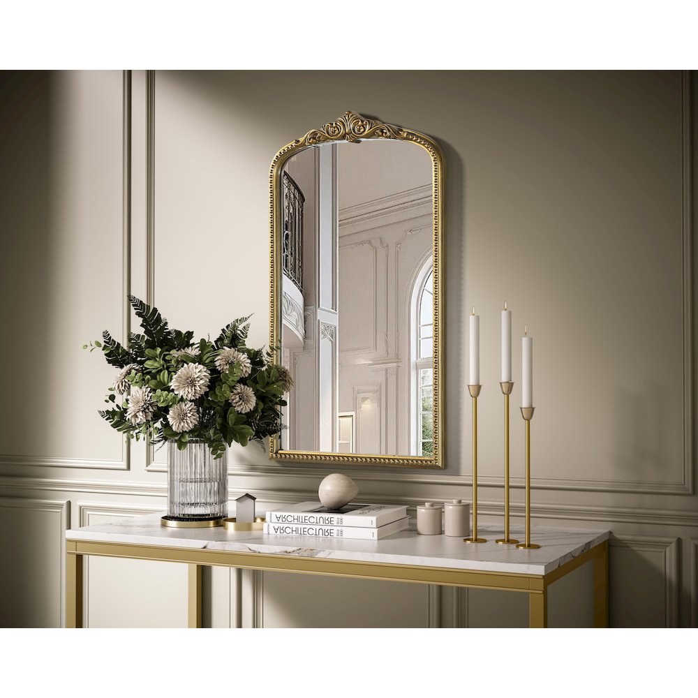 Naomi Vintage Resin Mirror 24x42 in Antique Brass