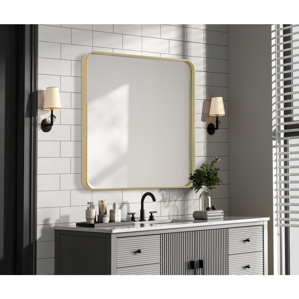 Contour Metal Square Mirror 30x30 in Brass