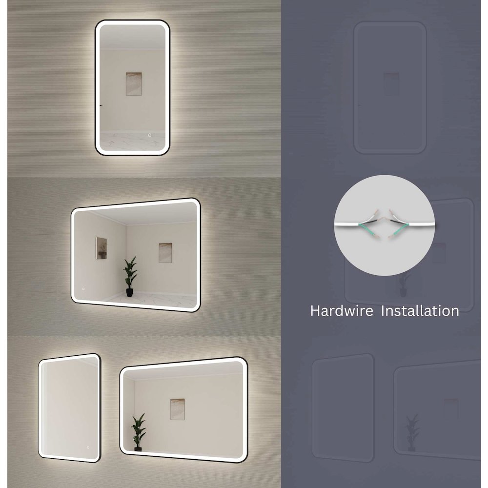 48 Inch Rectangle LED Front and Backlit Wall Mirror in Silver