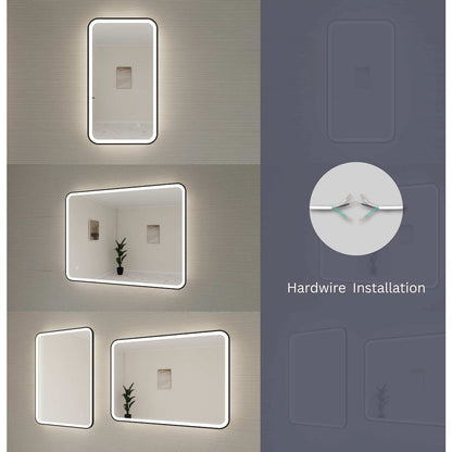 48 Inch Rectangle LED Front and Backlit Wall Mirror in Silver