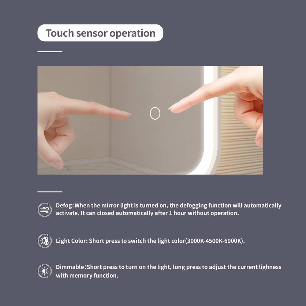 48 Inch Rectangle LED Front and Backlit Wall Mirror in Silver