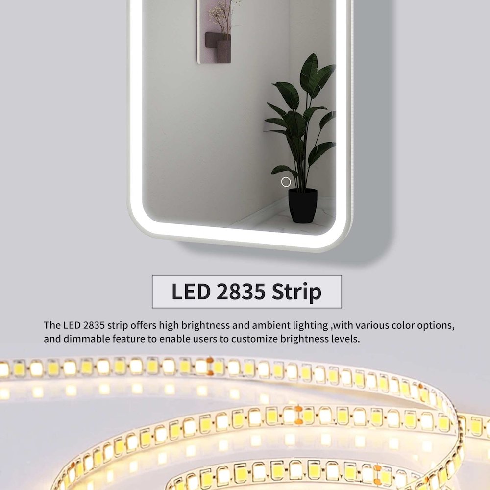 48 Inch Rectangle LED Front and Backlit Wall Mirror in Silver