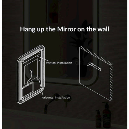 48 Inch Rectangle LED Front and Backlit Wall Mirror in Silver
