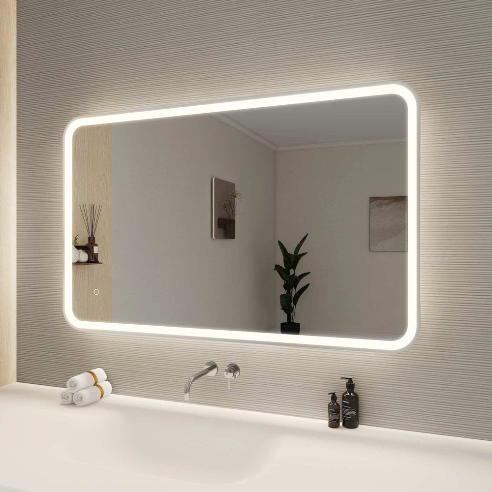 48 Inch Rectangle LED Front and Backlit Wall Mirror in Silver