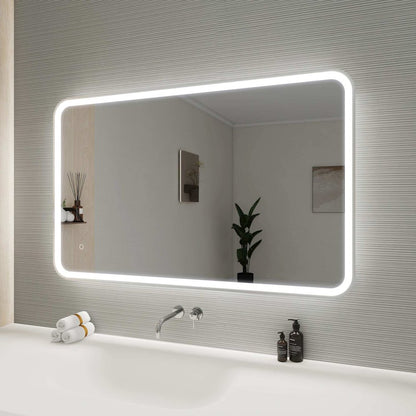 48 Inch Rectangle LED Front and Backlit Wall Mirror in Silver