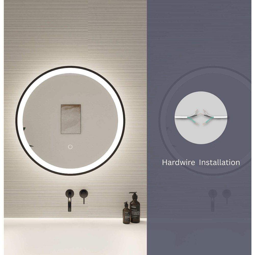 36 Round LED Front and Backlit Wall Mirror in Satin Gold