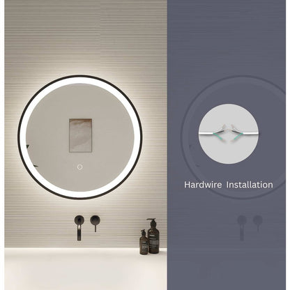 36 Round LED Front and Backlit Wall Mirror in Satin Gold