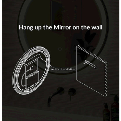 36 Round LED Front and Backlit Wall Mirror in Satin Gold