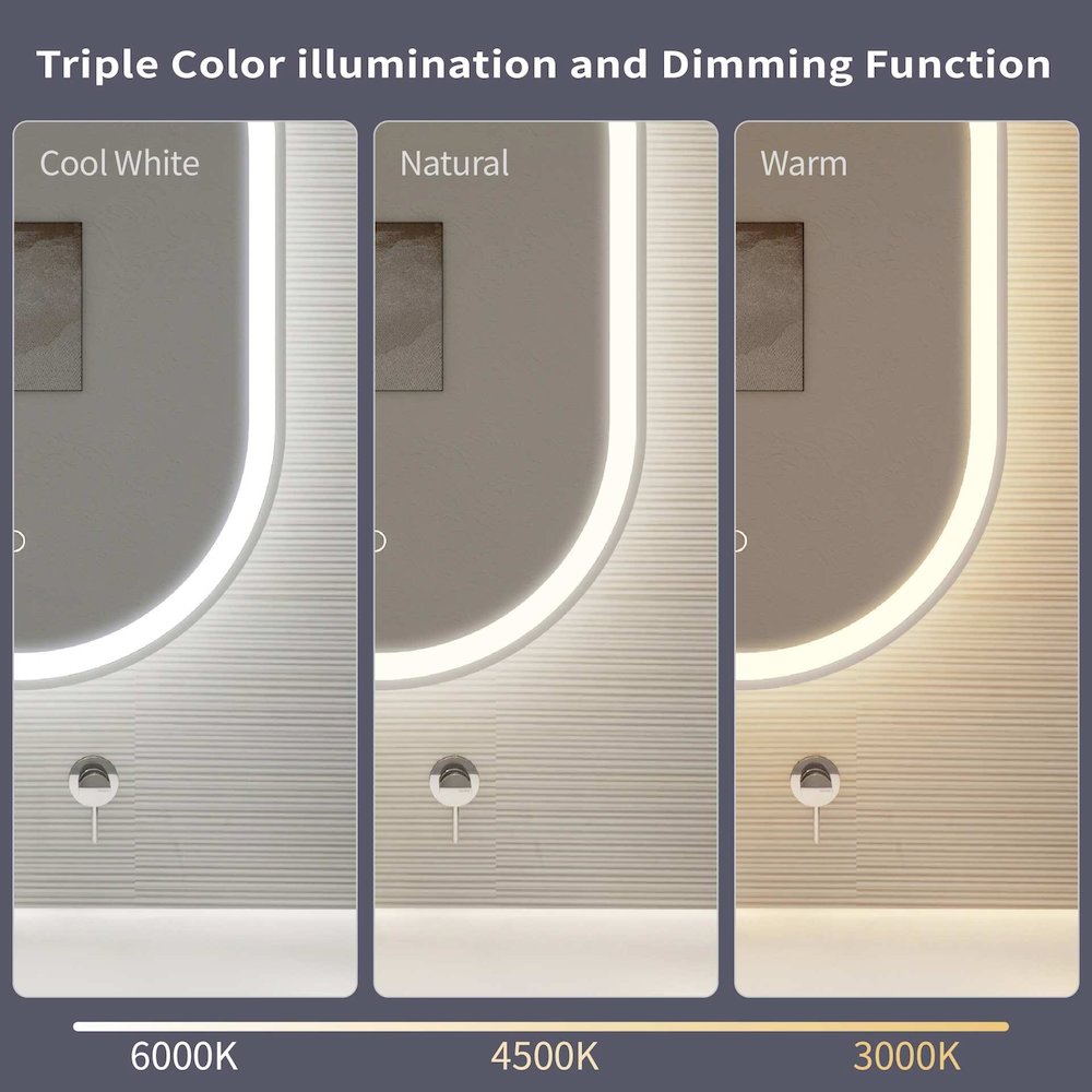 36 Inch Oval LED Front and Backlit Wall Mirror in Silver
