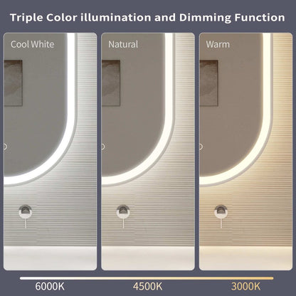 36 Inch Oval LED Front and Backlit Wall Mirror in Silver