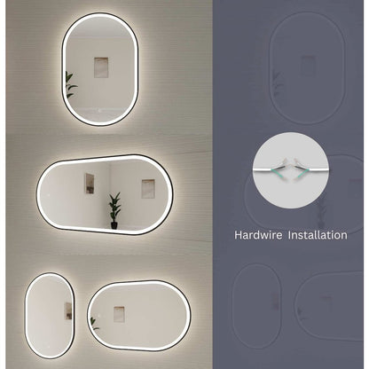 36 Inch Oval LED Front and Backlit Wall Mirror in Silver