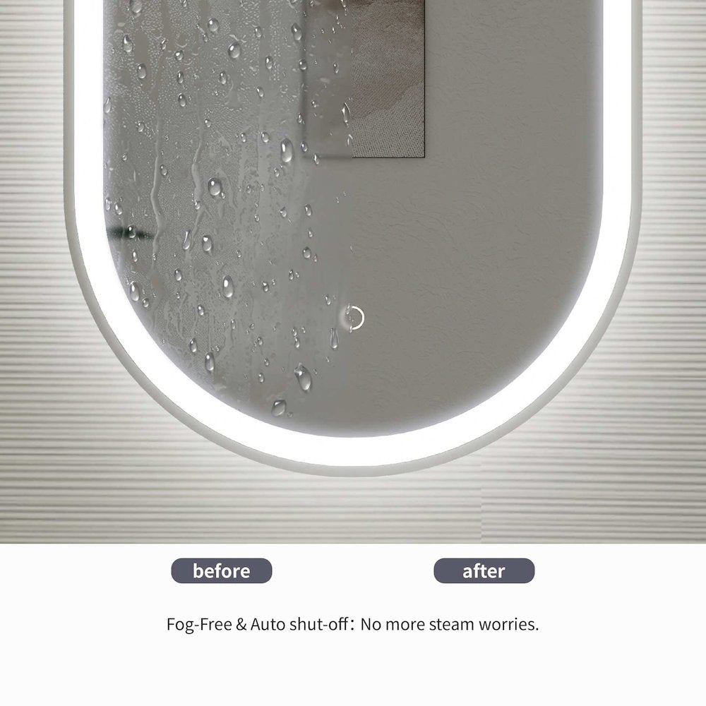 36 Inch Oval LED Front and Backlit Wall Mirror in Silver