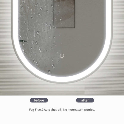 36 Inch Oval LED Front and Backlit Wall Mirror in Silver