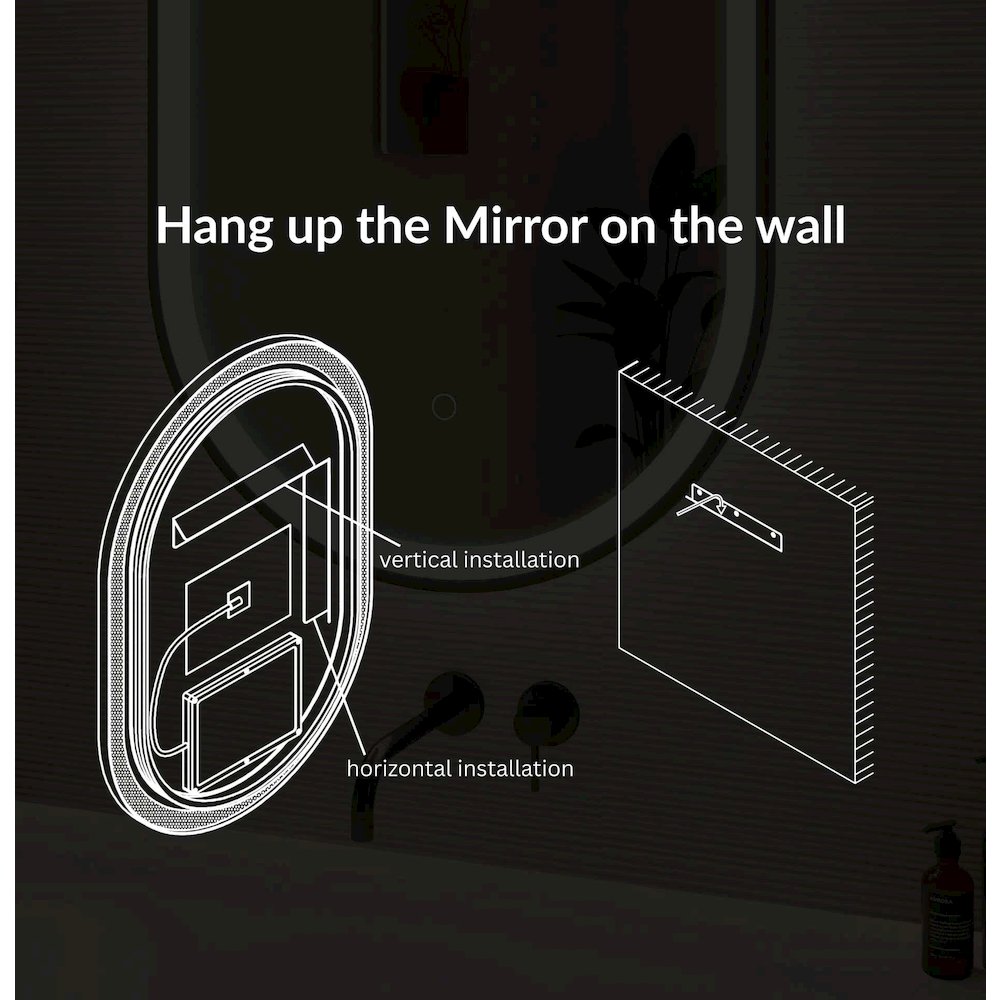 36 Inch Oval LED Front and Backlit Wall Mirror in Silver