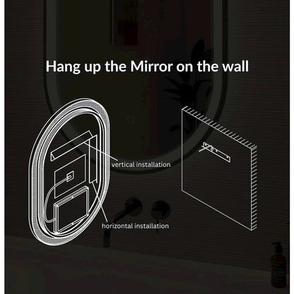 36 Inch Oval LED Front and Backlit Wall Mirror in Silver