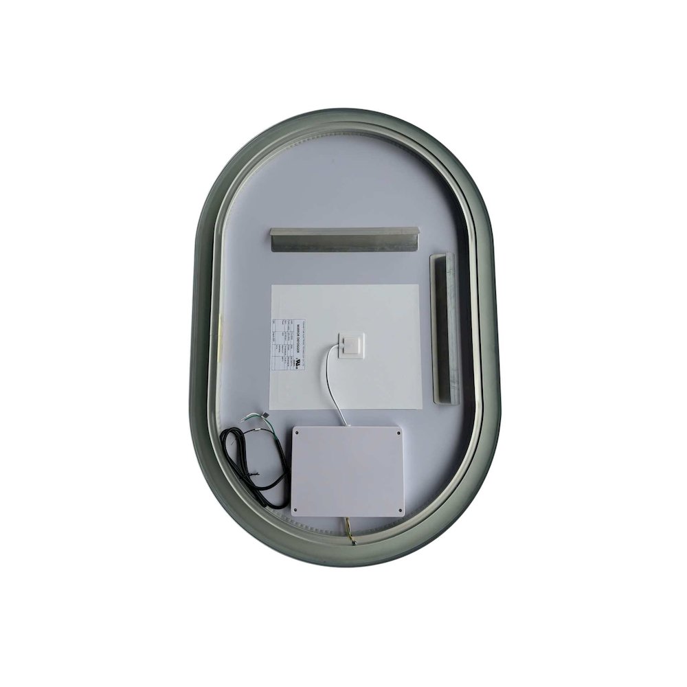 36 Inch Oval LED Front and Backlit Wall Mirror in Silver