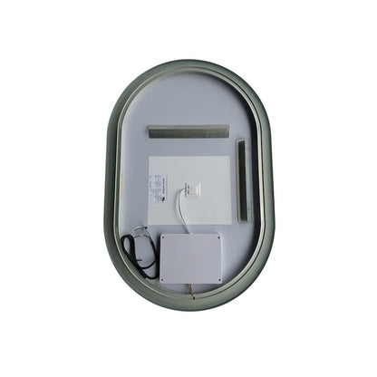 36 Inch Oval LED Front and Backlit Wall Mirror in Silver