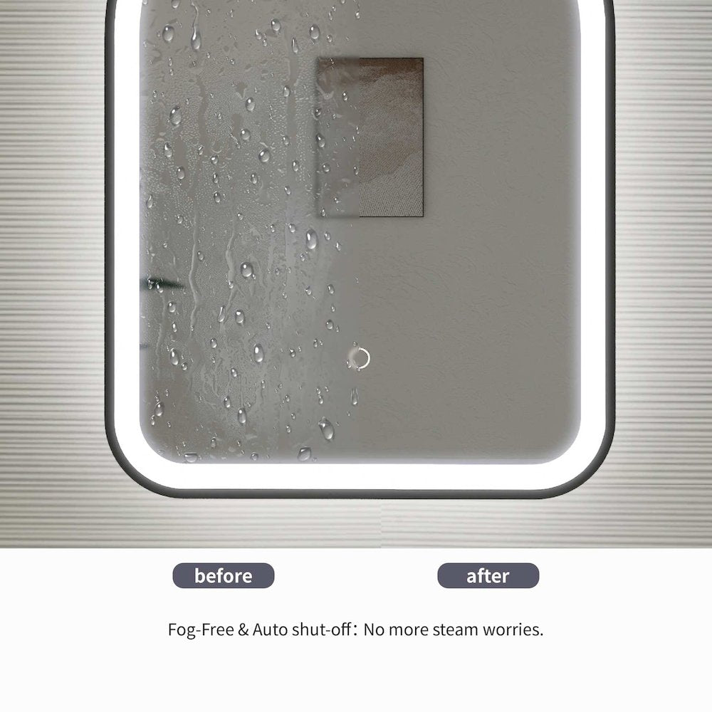40 Inch Arch LED Front and Backlit Wall Mirror in Black