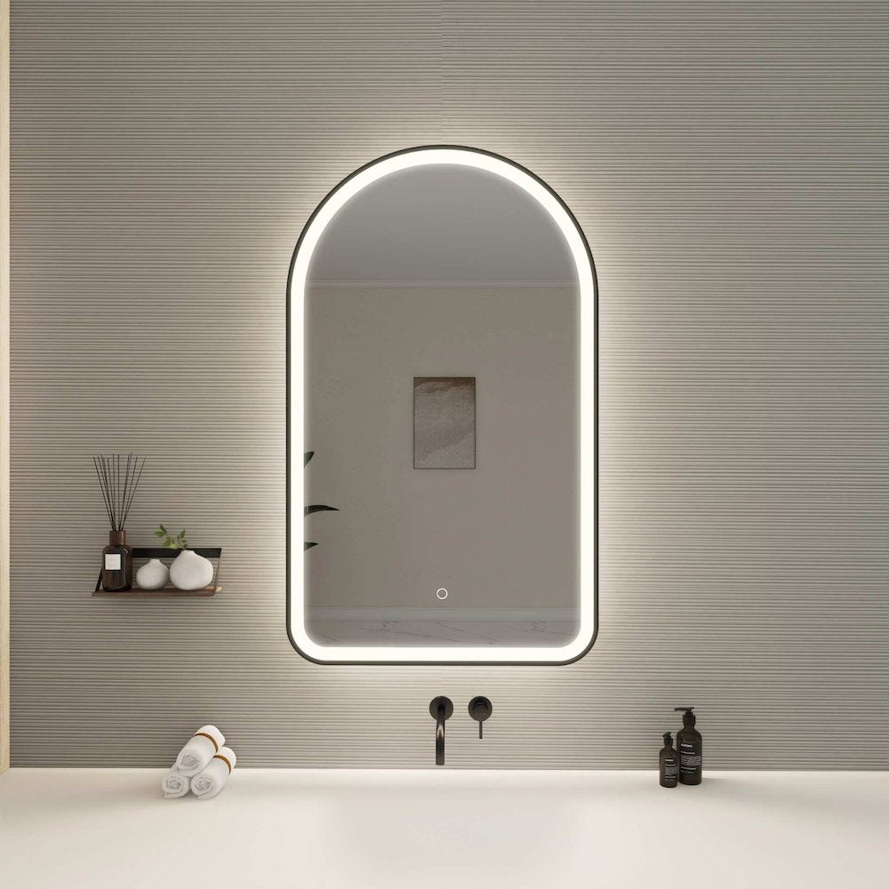 40 Inch Arch LED Front and Backlit Wall Mirror in Black