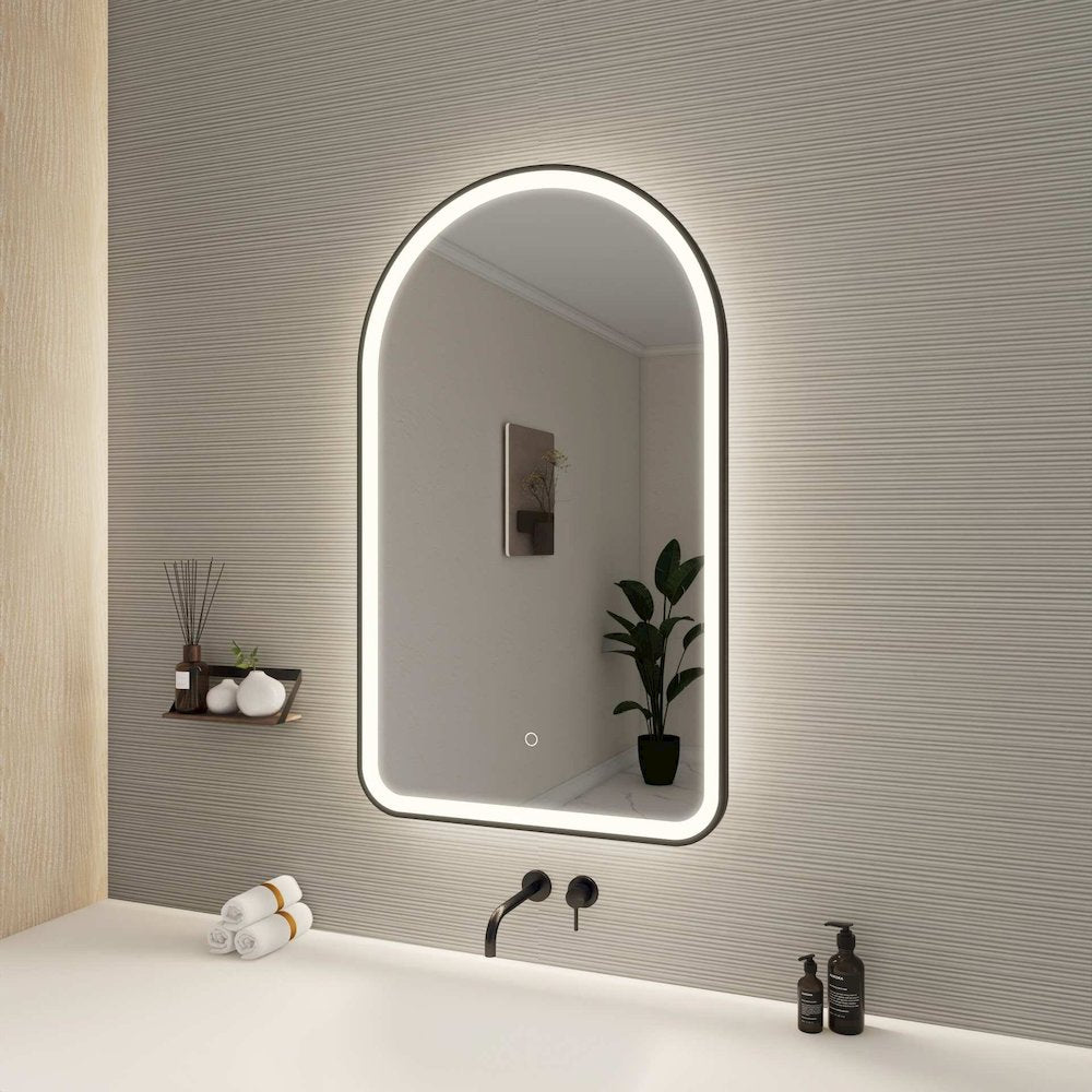40 Inch Arch LED Front and Backlit Wall Mirror in Black