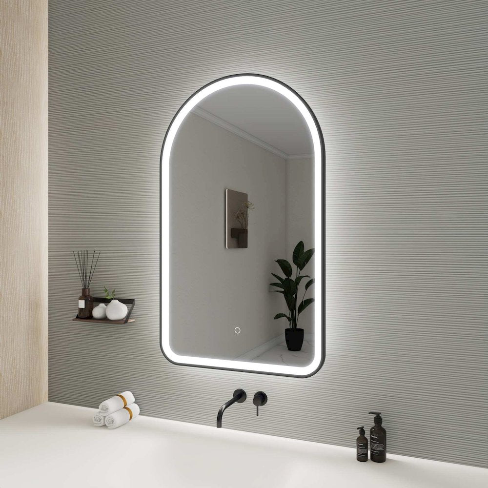 40 Inch Arch LED Front and Backlit Wall Mirror in Black