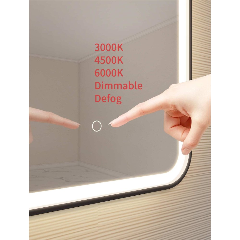 40 Inch Arch LED Front and Backlit Wall Mirror in Black