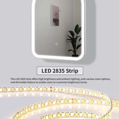 40 Inch Arch LED Front and Backlit Wall Mirror in Silver