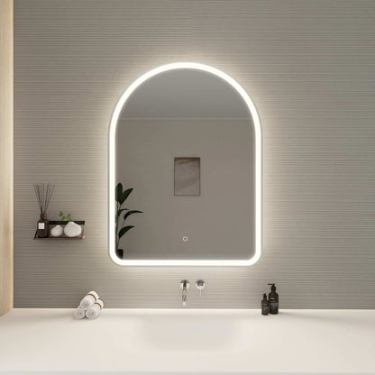 40 Inch Arch LED Front and Backlit Wall Mirror in Silver