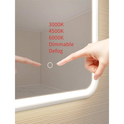40 Inch Arch LED Front and Backlit Wall Mirror in Silver