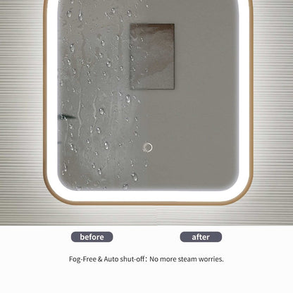 42 Inch Arch LED Front and Backlit Wall Mirror in Satin Gold