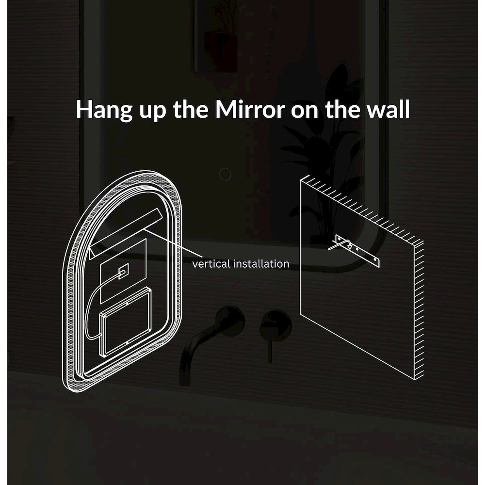 42 Inch Arch LED Front and Backlit Wall Mirror in Satin Gold