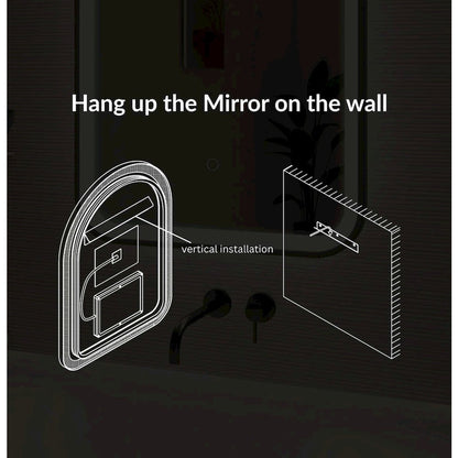 42 Inch Arch LED Front and Backlit Wall Mirror in Satin Gold