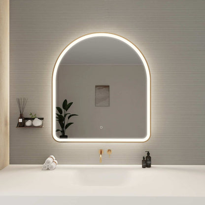 42 Inch Arch LED Front and Backlit Wall Mirror in Satin Gold