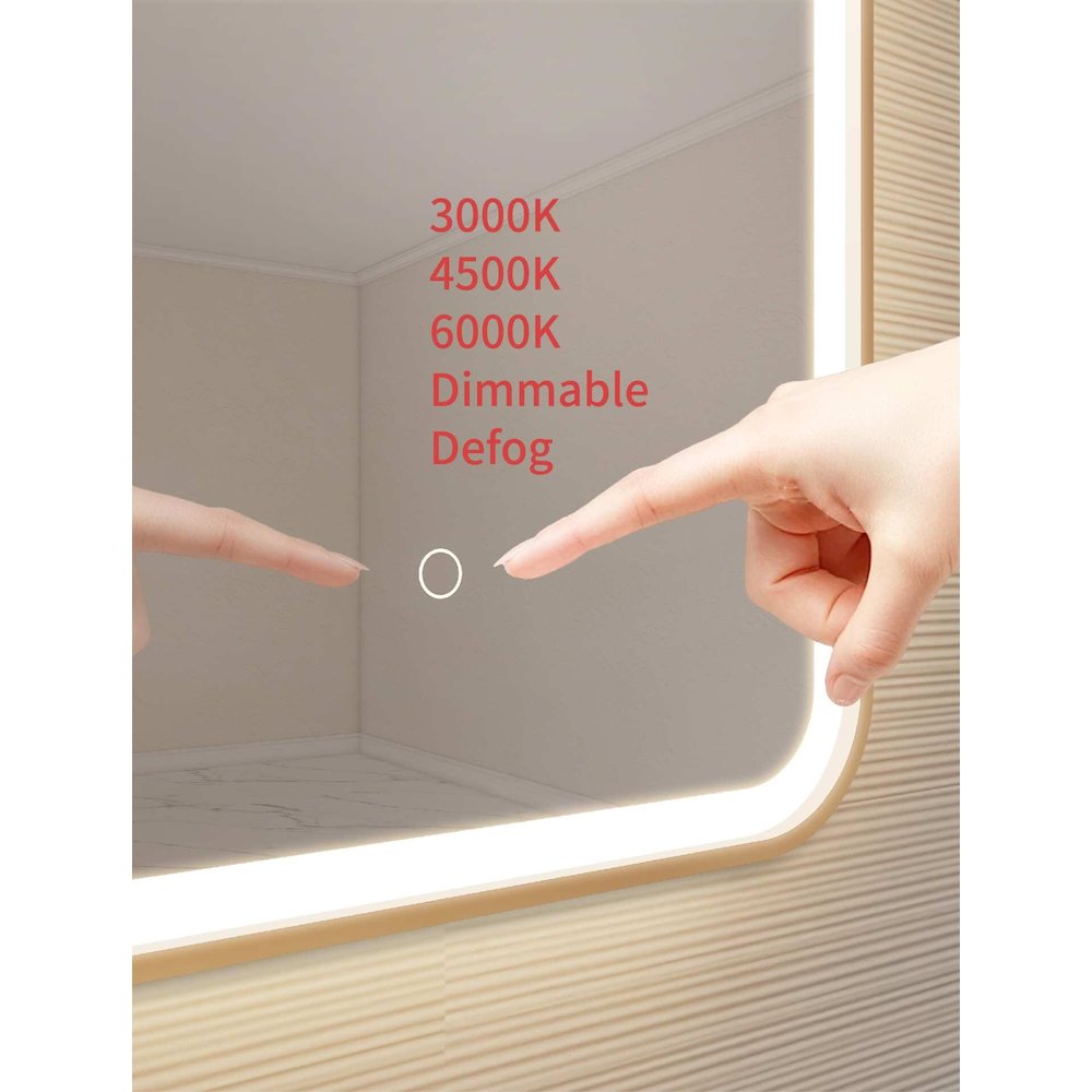 42 Inch Arch LED Front and Backlit Wall Mirror in Satin Gold