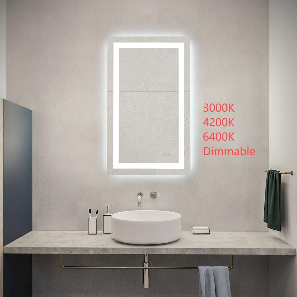Riven 40X24 Led Mirror, Adjustable Color 3000K/4200K/6400K