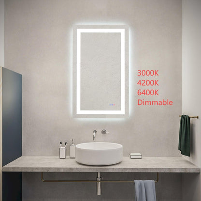 Riven 40X24 Led Mirror, Adjustable Color 3000K/4200K/6400K