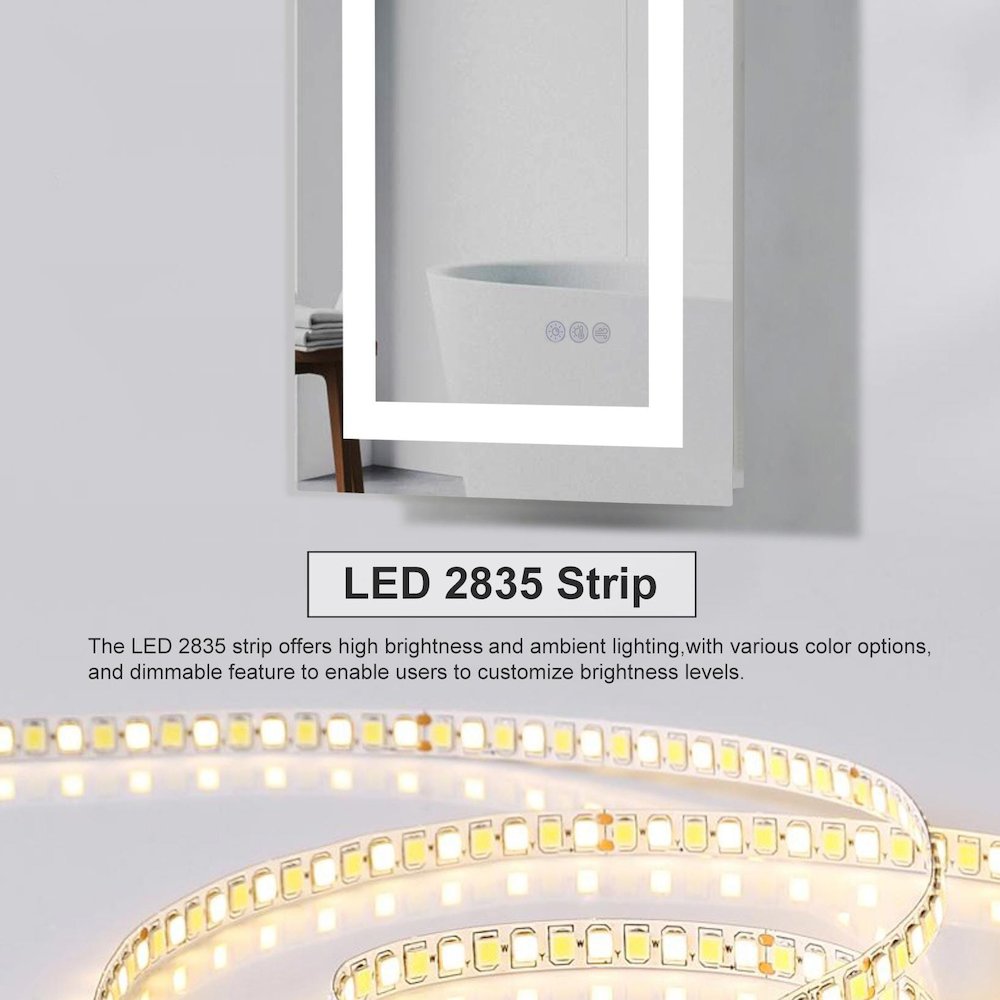 Riven 40X24 Led Mirror, Adjustable Color 3000K/4200K/6400K