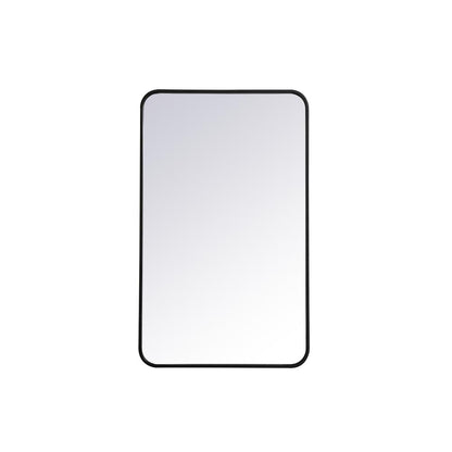 Soft corner metal rectangular mirror 22x36 inch in Black