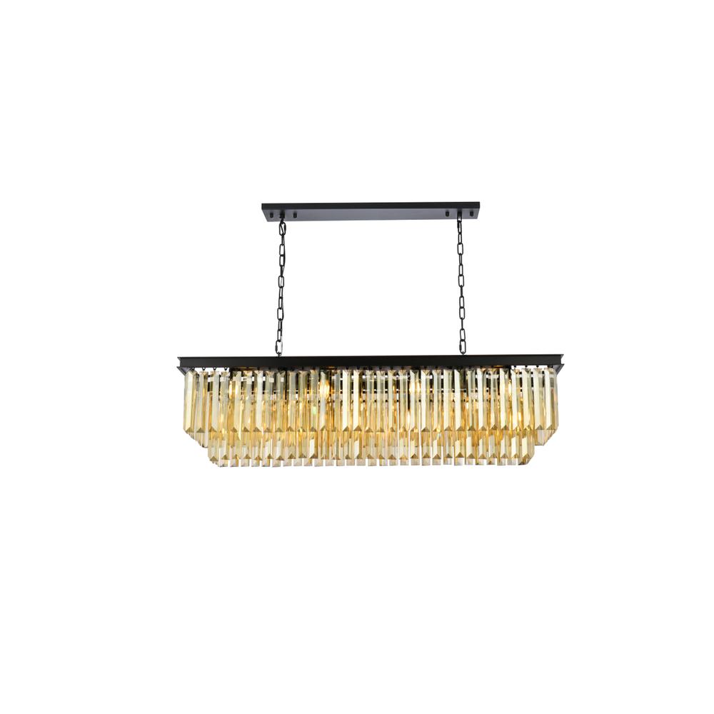 Sydney 12 light Matte Black Chandelier Golden Teak (Smoky) Royal Cut Crystal