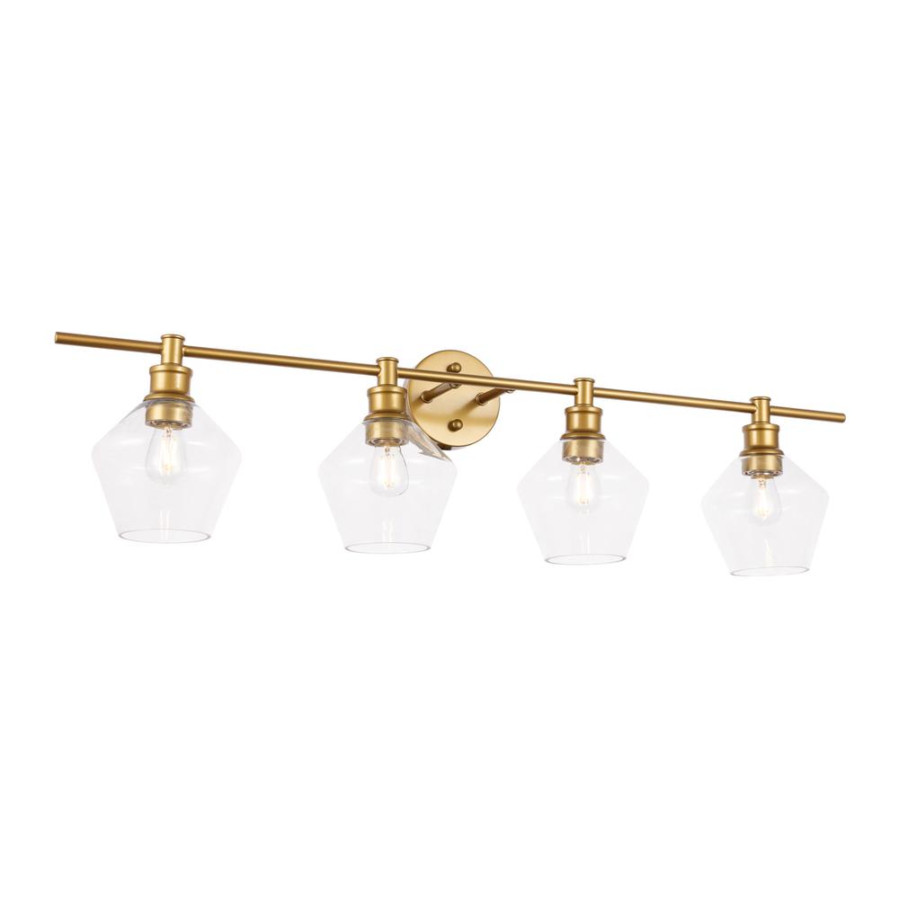 Gene 4 light Brass and Clear glass Wall sconce
