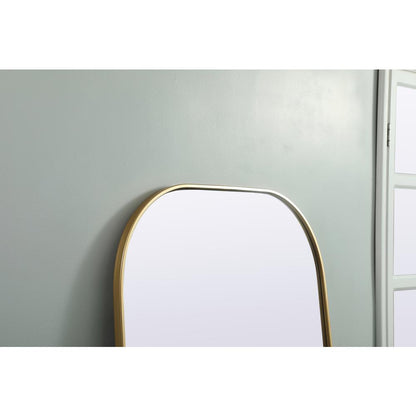 Metal Frame Arch Full Length Mirror 32x76 Inch in Brass