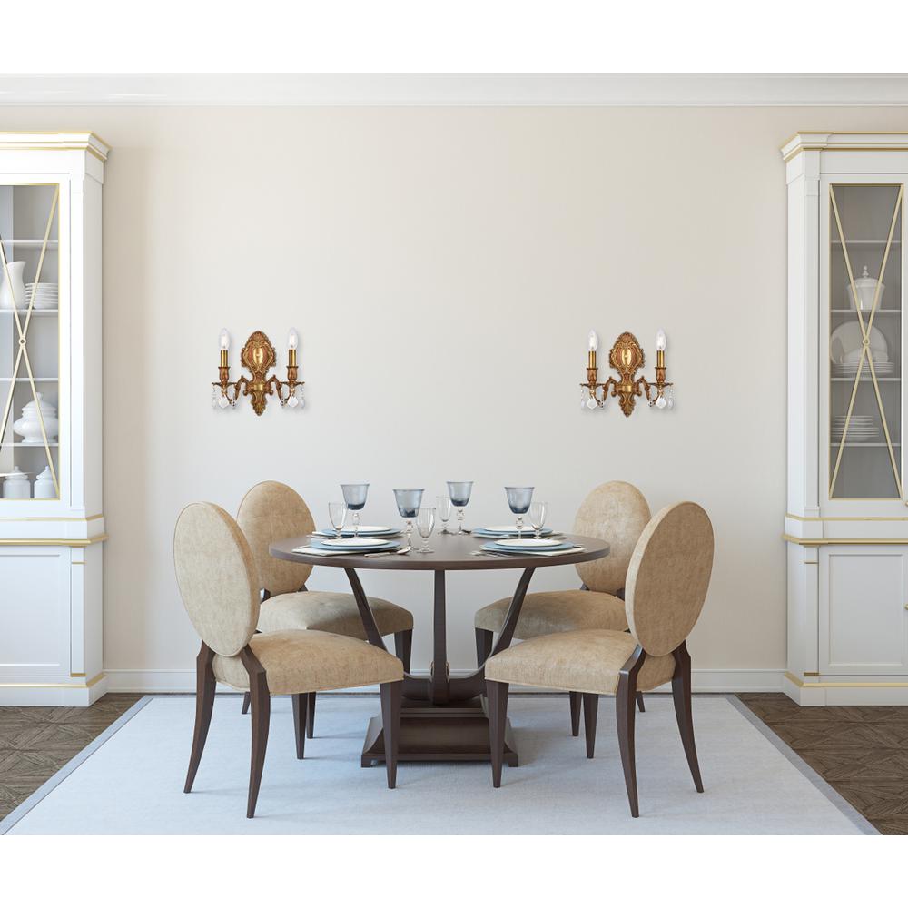 Monarch 2 light French Gold Wall Sconce Clear Royal Cut Crystal
