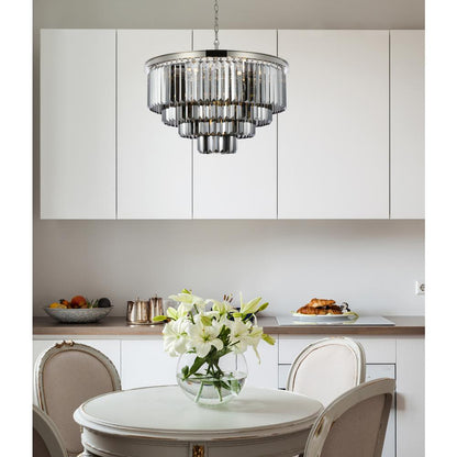Sydney 17 light polished nickel Chandelier Silver Shade (Grey) Royal Cut Crystal