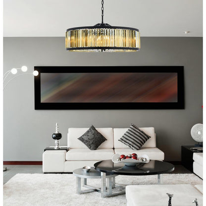 Chelsea 10 light Matte Black Chandelier Golden Teak (Smoky) Royal Cut Crystal