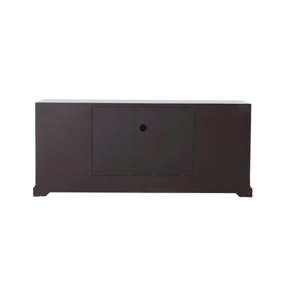 60 In. Mirrored Tv Cabinet Stand In Dark Walnut