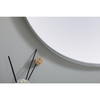Metal Frame Oval Mirror 24x36 Inch in Silver