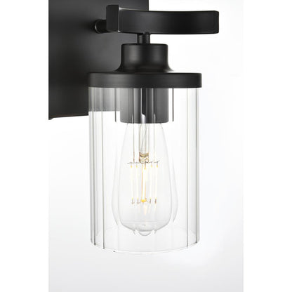 Saanvi 1 light Black and Clear Bath Sconce