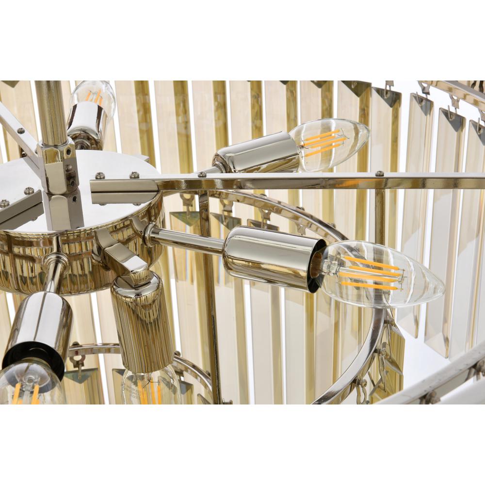 Sydney 9 light polished nickel Chandelier Golden Teak (Smoky) Royal Cut Crystal