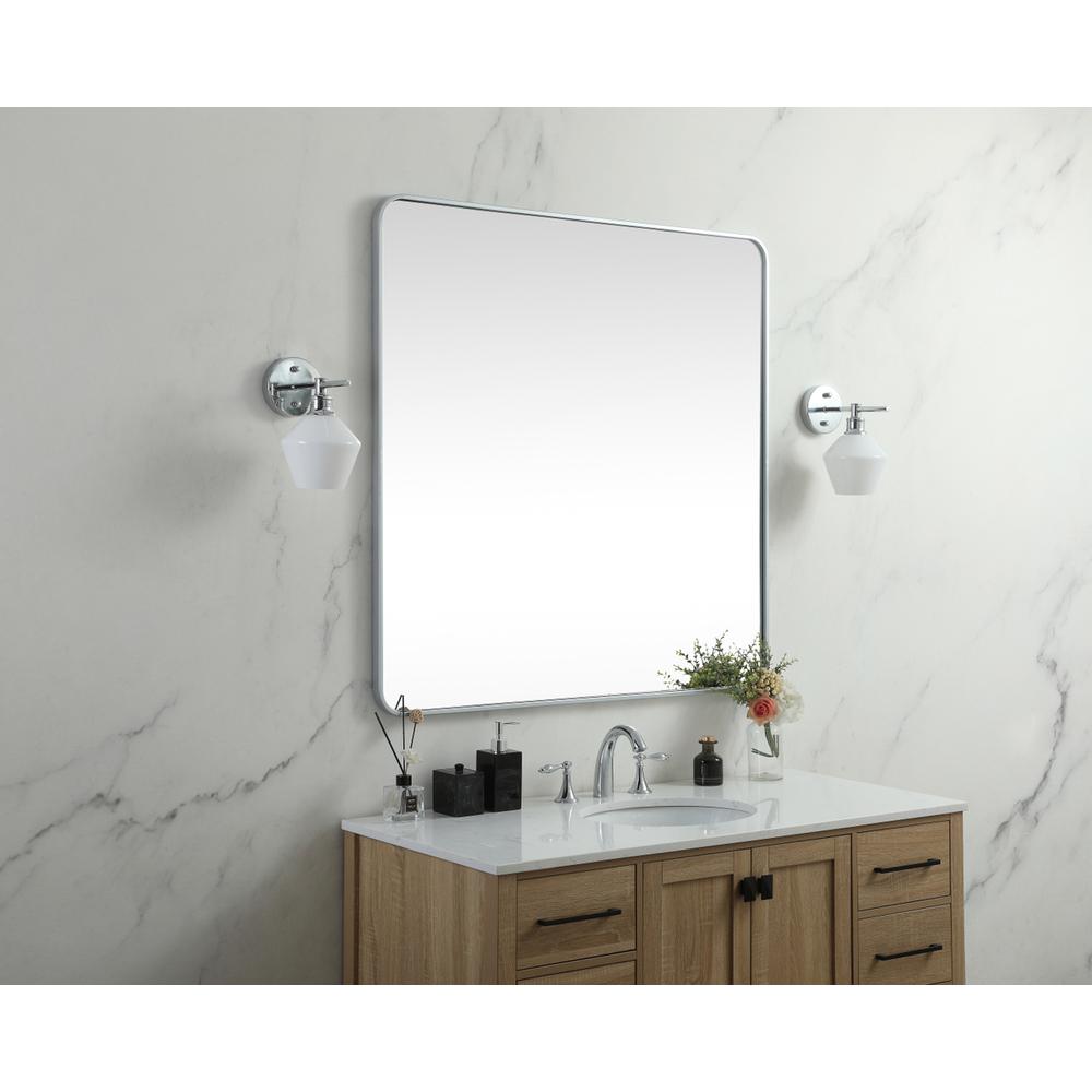 Soft corner metal square mirror 42x42 inch in Silver